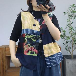 Frog Buttons Cotton Linen Folk Waistcoat