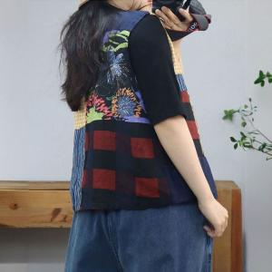 Frog Buttons Cotton Linen Folk Waistcoat