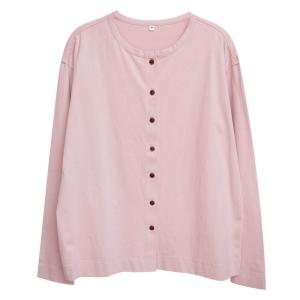 Cozy Casual Long Sleeves Cotton Pink T-shirt