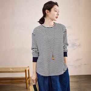 Lazy Day Cotton Korean Striped T-shirt