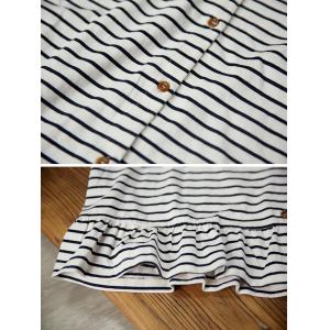 Black Stripes Ruffle Hem Cotton T-shirt