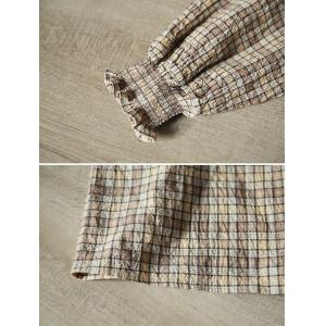 Coffee Plaids Peter Pan Collar Shirt