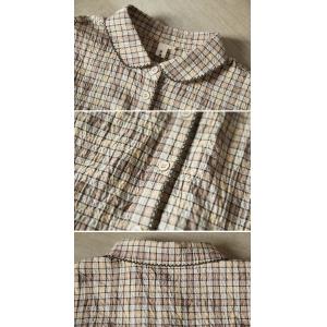 Coffee Plaids Peter Pan Collar Shirt