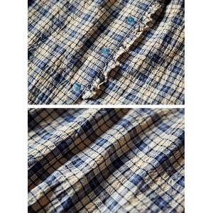 Blue Long Sleeves Designer Gingham Blouse