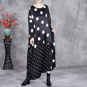 White Polka Dots Plus Size Black Dress