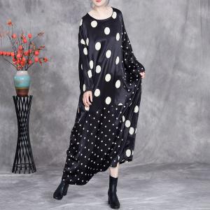 White Polka Dots Plus Size Black Dress