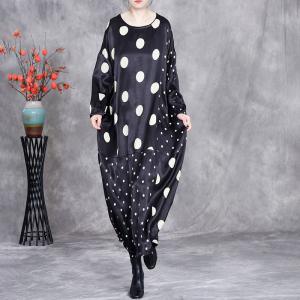White Polka Dots Plus Size Black Dress