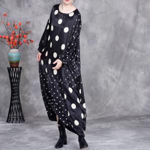 White Polka Dots Plus Size Black Dress