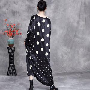 White Polka Dots Plus Size Black Dress