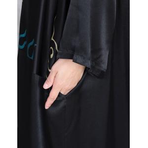 Ethnic Totems Prints Silk Loose Black Modest Dress