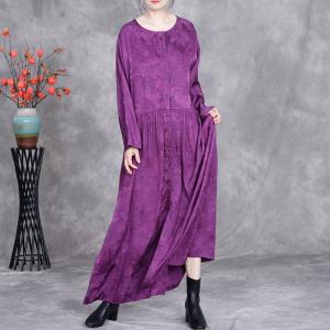 Jacquard Silk High Waist Senior Women Dress