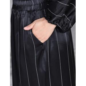 Sweetheart Neck Striped Blouse with Silk Long Palazzo Pants