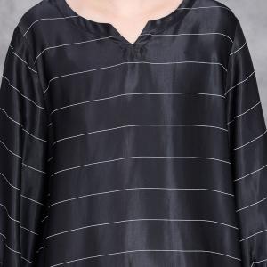 Sweetheart Neck Striped Blouse with Silk Long Palazzo Pants