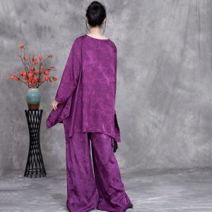 Flouncing Jacquard Designer Blouse with Silk Palazzo Pants