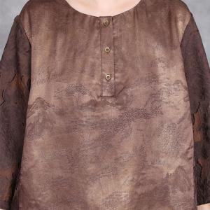 Translucent Jacquard Hem Silk Tunic with Wide Leg Pant Sets