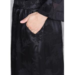 V-Neck Jacquard Tunic Blouse with Elegant Wide Leg Pants