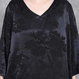V-Neck Jacquard Tunic Blouse with Elegant Wide Leg Pants