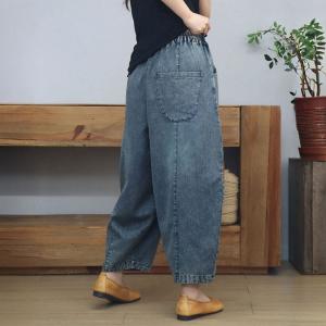Unique Pocket Pankou Patchwork Folk Jeans for Women