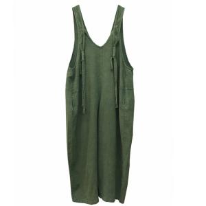 Tassel Straps Casual Loose Cotton Linen Gardening Overalls