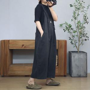 Tassel Straps Casual Loose Cotton Linen Gardening Overalls