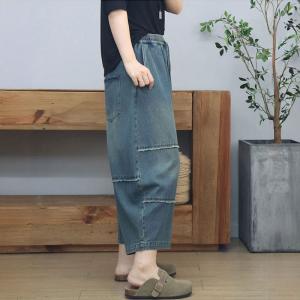 Drawstring Waist Baggy Fringed Relaxed Jeans