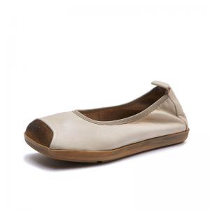 Square Toe Leather Casual Comfortable Teacher Flats