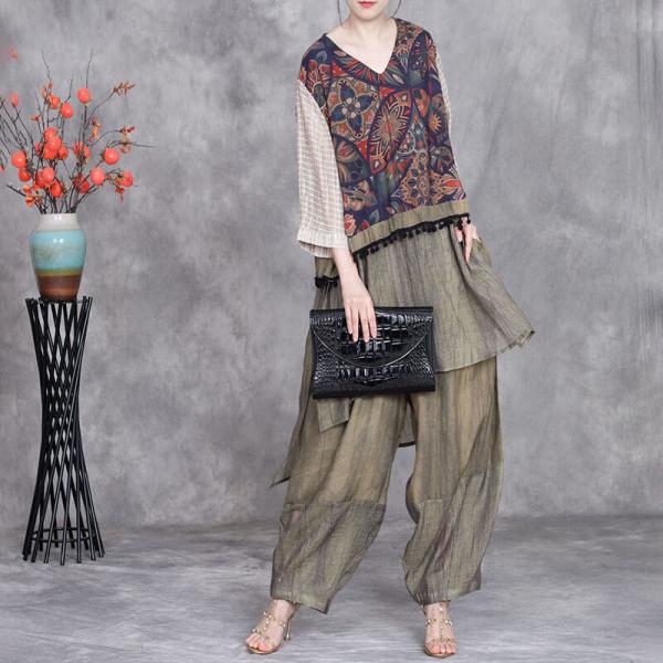 Folk Patterned Fringed Tunic with Cozy Harem Pants