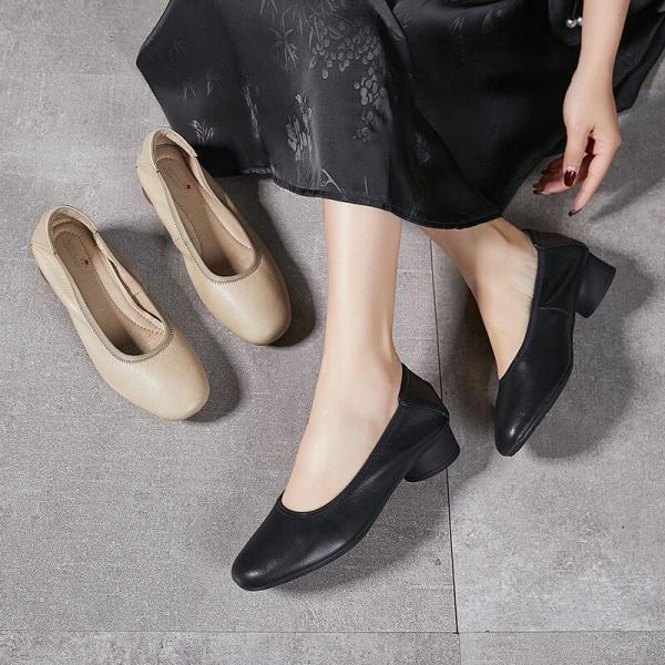 Business Casual Leather Square Toe Office Slip-On