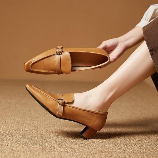Low Heels Business Leather Pointed Toe Loafers