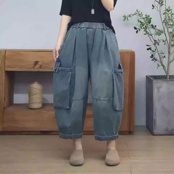 Big Side Pockets Baggy Harem Barrel Jeans