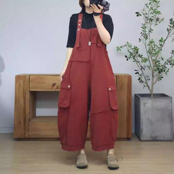 Relax-Fit Versatile Cotton Denim Cargo Overalls