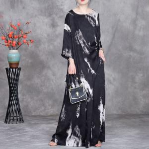 White Prints Black Asymmetrical Tunic with Long Palazzo Pants