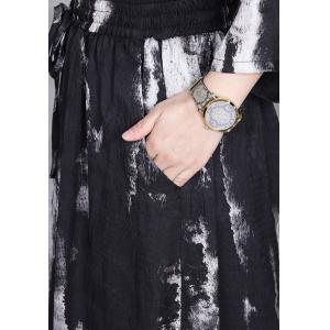 White Prints Black Asymmetrical Tunic with Long Palazzo Pants