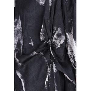 White Prints Black Asymmetrical Tunic with Long Palazzo Pants