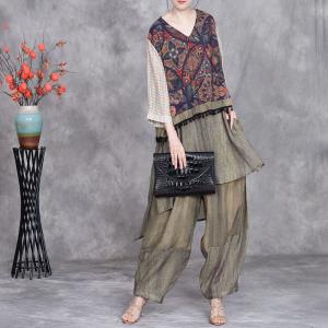 Folk Patterned Fringed Tunic with Cozy Harem Pants