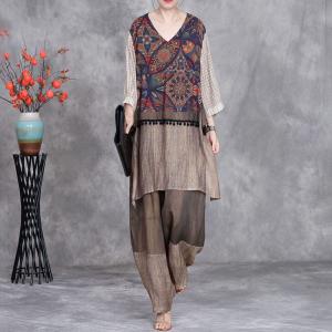 Folk Patterned Fringed Tunic with Cozy Harem Pants
