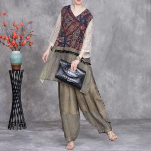 Folk Patterned Fringed Tunic with Cozy Harem Pants