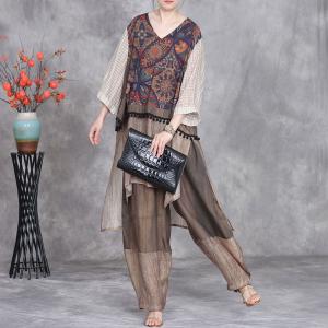 Folk Patterned Fringed Tunic with Cozy Harem Pants