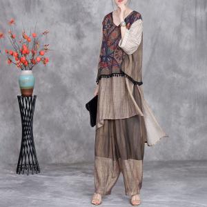 Folk Patterned Fringed Tunic with Cozy Harem Pants