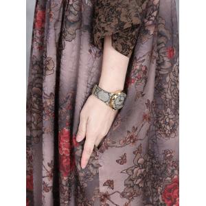 Fringed Buttons Red Peony Prints Ethnic Dress