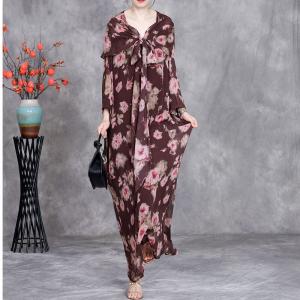 Roses Prints Shawl Printed Loose Resort Dress