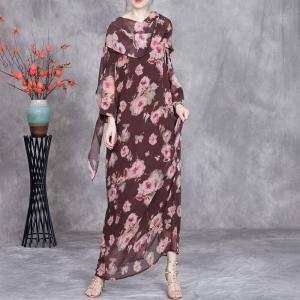 Roses Prints Shawl Printed Loose Resort Dress