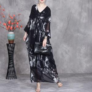 Roses Prints Shawl Printed Loose Resort Dress