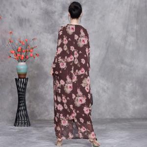 Roses Prints Shawl Printed Loose Resort Dress