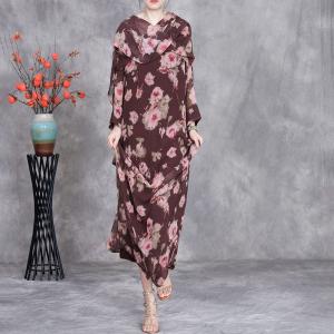 Roses Prints Shawl Printed Loose Resort Dress