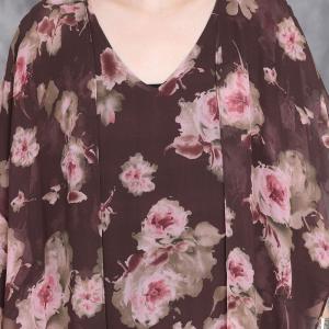 Roses Prints Shawl Printed Loose Resort Dress