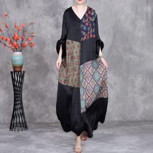 Printed Patchwork Plus Size Muslim Modest Dress