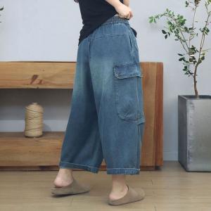 Multi-Pockets Stone Wash Relaxed Jeans