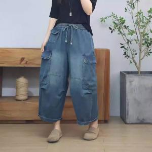 Multi-Pockets Stone Wash Relaxed Jeans