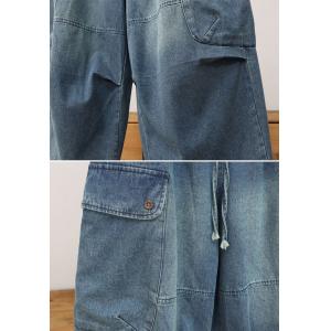 Multi-Pockets Stone Wash Relaxed Jeans